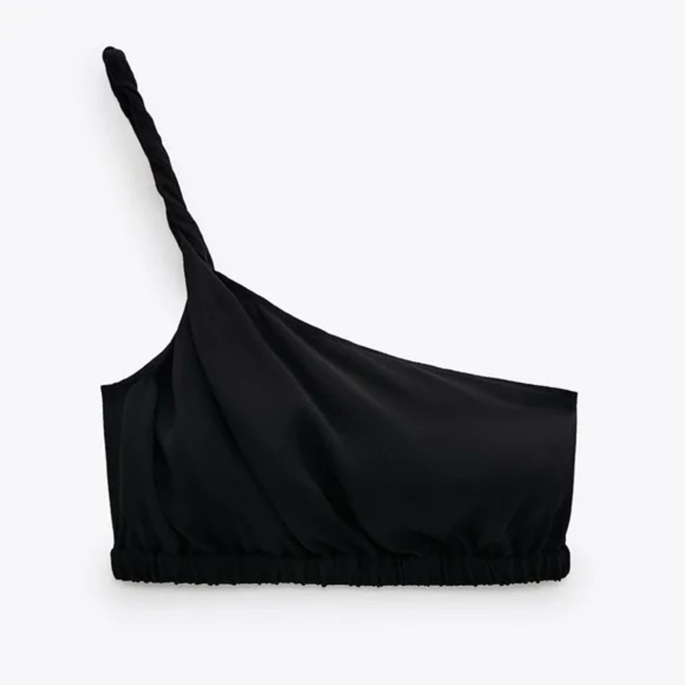 Zara asymmetric twisted strap one shoulder crop top